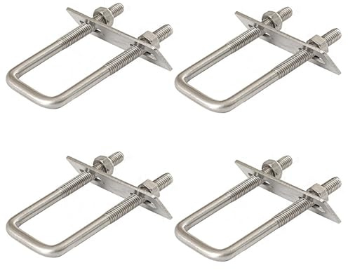 HAPPOW 4 stycken U-bultar med gänga, U-bultar M8 60 x 120 mm, bygelbult rostfritt stål 304, U-bult med muttrar och ramplatta, för bogsering, bilar och fartyg, reparation av rörledningar
