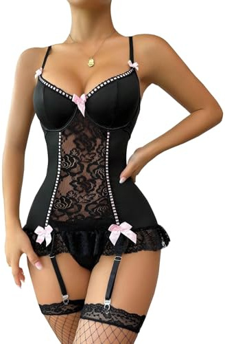 BEINF Completo Intimo Donna Set di Lingerie Donna Sexy Babydoll 3 Pezzi