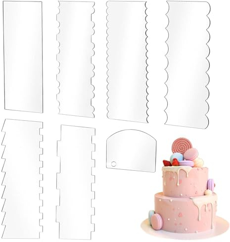 SenseYo 7 Pcs Acrylic Cake Icing Scraper Smoother Comb with Double Sided for DIY Mousse Butter Cream Cake Decoration