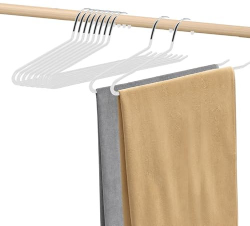 Grucce per pantaloni, 10 pezzi, salvaspazio, multifunzionali, in metallo, con estremità aperte, per pantaloni, gonne, asciugamani, 38 x 13 cm (beige/bianco)