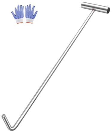 Manhole cover hook - Heavy Duty Single Hook for Lifting Manhole Covers Storm Drains Septic Tank Risers Lifting Pulling and Removing Covers(Flat head8mm,50cm/20in)