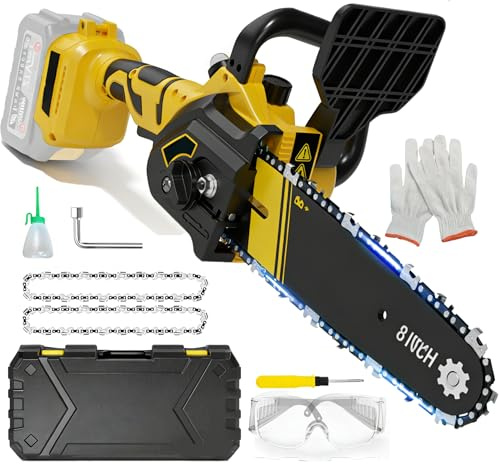 8 inch Mini Chainsaw Cordless, Electric Chainsaw Cordless Compatible with Dewalt 18V 20V Battery, Brushless Auto-Oiler, Small Chain Saw with Chain for Wood Cutting Tree Pruning (Battery not Included)