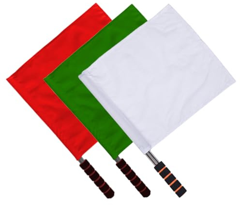 HOLIDYOYO Drapeaux de Signalisation Arbitre 3 Pièces Acier Inoxydable Rouge Vert Blanc pour Juges de Ligne Lors d'Événements Sportifs Scolaires