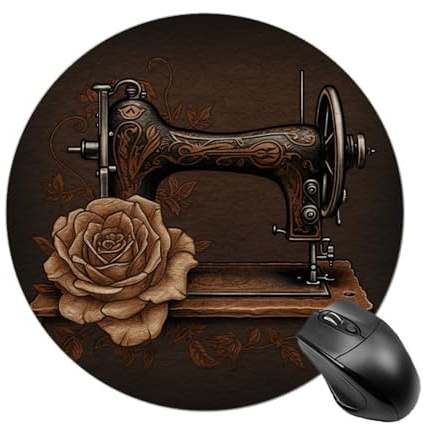 Ros- och symaskin rund musmatta 19 cm bärbar halkfri gummibas kontor musmatta vattentät hållbar slät yta dator musmatta för laptop skrivbord