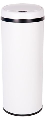 Cofan Cubo de Basura con Sensor de Movimiento, Apertura Automática, Papelera Inteligente, Metal ABS PP, 50 L, Blanco, Cubo Interior Extraíble