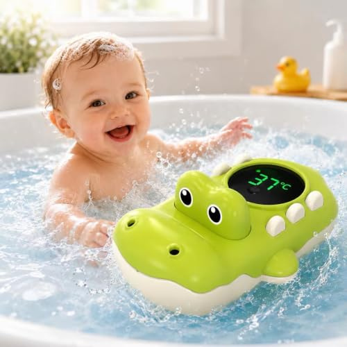 Baby Bath Thermometer Crocodile with Digital Temperarture Display|Floating Waterproof Bath Toy for Babies,Toddlers &Newborn|Water Temperature Gauge