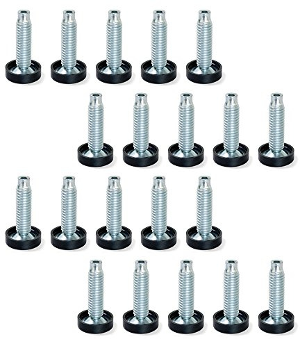 Emuca 2020805 Piedino a Vite Regolabili per Mobili, Zincato, M10 x 30mm, Set di 20 Pezzi
