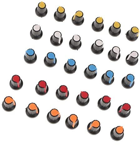 F Fityle 30x Boutons de Pot En Plastique pour Encodeur de Commutateur Rotatif de Potentiomètre de 6mm 5 Couleurs
