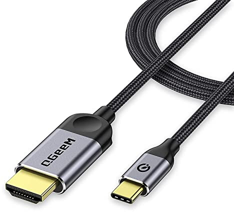 QGeeM USB C to HDMI Cable Adapter 4ft 4K, USB Type C to HDMI Thunderbolt 3/4 Compatible for iPhone 15 Pro Max,Galaxy,MacBook Pro/air,IPad pro,Surface,Dell XPS,HP,Thinkpad,Pixelbook, and More-1.2M