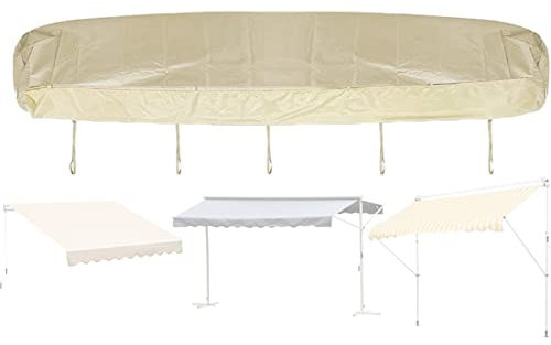 DFEO@MF Housse De Protection pour Auvent de Jardin, Housse de Protection pour Store Banne Manuel Rétractable pour Terrasse, Anti-poussière Étanche Contre la Neige et la Pluie (4m,Beige)