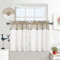 LuxFocus Set di 2 tende patchwork piccole con bottoni, decorazione a metà corta, ariose, effetto lino, 2 x 69 cm x 61 cm, beige