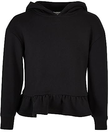 Urban Classics Mädchen Kapuzenpullover Girls Organic Volants Hoody Black 122/128