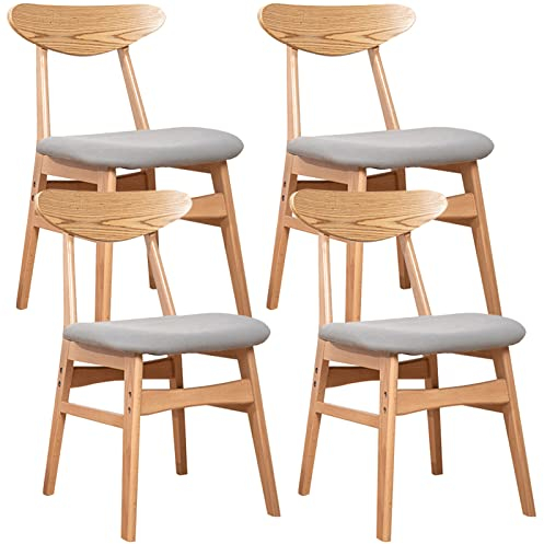 Massivholzstühle Wohnmöbel Restaurant Kücheninsel Hocker 4 Stück, Rückenlehne und wissenschaftliches Stoffkissen, Sitzhöhe 43 cm (Farbe: Grau) Interesting