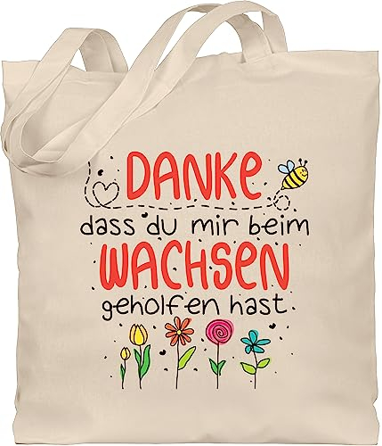 Baumwolltasche - Taschen - Danke dass du mir beim Wachsen geholfen hast - Abschied Erzieher Erzieherin - Unisize - Naturweiß - geschenk kindergärtnerin erziehertaschen für kindergärtner bee