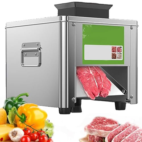 Qiang 850w Cortadora Fiambre Electrico 150kg/H Máquina Cortadora De Carne De Espesor Ajustable 2,5-21Mm para Uso Doméstico Comercial,Fácil De Limpiar,Rebanadas Tiras Cubos,2.5-21mm