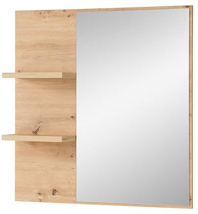 BARI Wandspiegel in Artisan Eiche Optik FSC-Zertifiziert - Praktischer Spiegel mit Ablage für Flur & Garderobe - 78 x 80 x 17 cm (B/H/T)