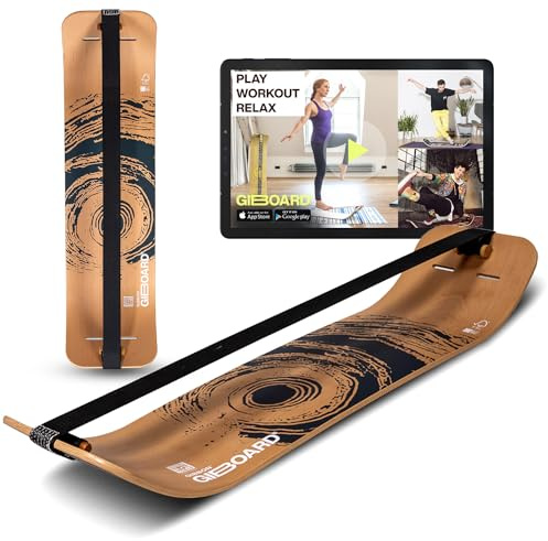 Gibbon Giboard Set Active Black – Komplettes Slackline Balance Board – inklusive Gurt & Spannsystem – Buchenholz FSC – Schwarzes Design für Fitness & Training