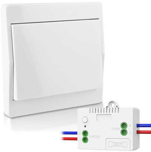 Funkschalter Set, Funk Lichtschalter Ohne Batterie, Funk-Wandschalter 30M Reichweite, Funkschalter Licht 230V, Wasserdicht Drahtlos Schalter für Lampe Innen Außenbereich mit Empfänger Batterieloser