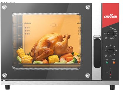 CROSSON 68L Half-Size Convection Oven,4-Tier Commercial Toaster oven w/Front Glass Door,4 set of Trays&Wire Racks,60 Minutes Timer and Interior Light, 120V/1800W Countertop Conventional Oven