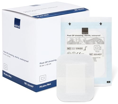 ABENA Duschpflaster wasserfest – 10x8 cm – 70 Stück, Wundpflaster steril, groß & einzeln verpackt – Pflaster sensitiv für empfindliche Haut – ideal zur Pflege nach OP, bei Schnitten & Kratzern