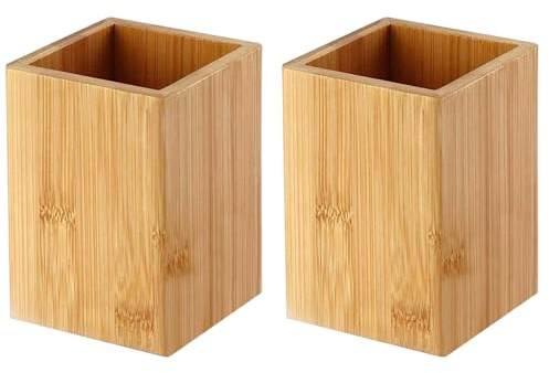 Lot De 2 Porte-Stylos Rectangulaires, Porte-Stylos En Bois, Boîte De Rangement Simple Pour Papeterie, Boîte De Rangement Pour Pinceaux De Maquillage, Boîte D'Organisation De Bureau, Le Bureau