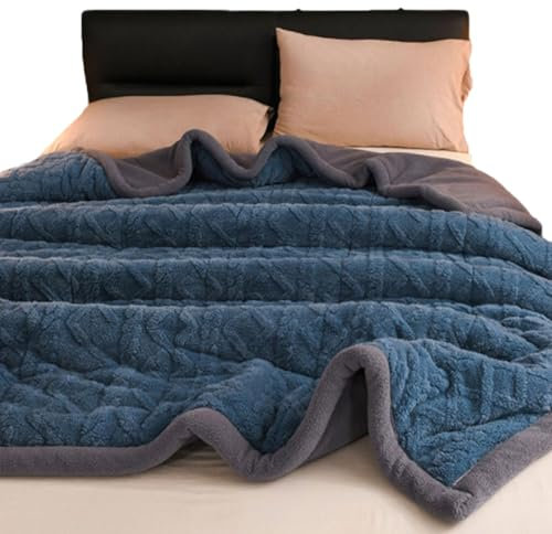 KYMMPL Elegante manta jacquard de tres capas extra gruesa, manta gruesa de franela cálida para cama, invierno, tamaño individual y doble, manta de cama para sofá, ropa de cama con aire acondicionado