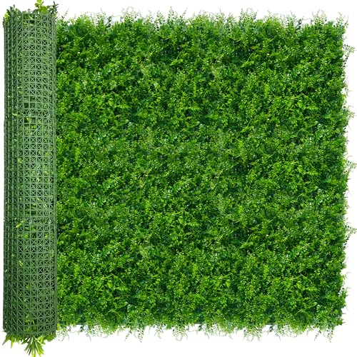ODTORY Artificial Plants Hedge Wall Panels：54x120 Inch (45 sqft) UV-Anti Greenery Boxwood Fence Privacy Screen, Faux Ivy Grass Wall with Fake Leaves for Indoor Outdoor Background Covering