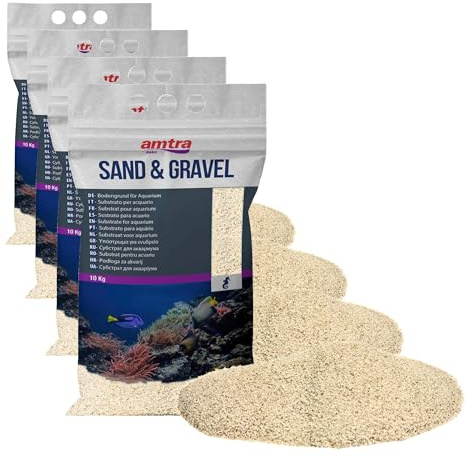 Amtra WHITE QUARTZ, Sable Fin Quartz Blanc pour Aquarium, Grains 0.1-0.7 mm, Quantité 10 kg (Lot de 4)