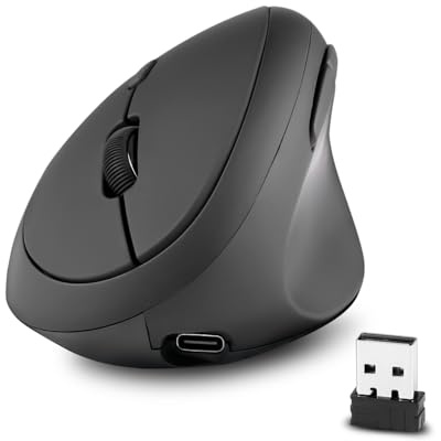 Perixx Ratón ergonómico Recargable inalámbrico PERIMICE-719R - Función de Carga por Cable e inalámbrica - Negro