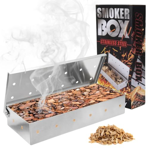 Räucherbox Edelstahl Smoker Box Räucherkasten Grillzubehör für Gasgrill Kohlegrill BBQ für Feinste Raucharomen