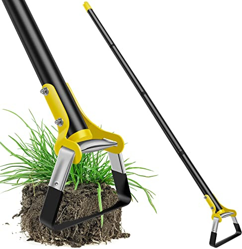 Eyoulife Pendelhacke Trädgårdshacke med stång Ogräshacka Håldesign Justerbar stigbygelhacka Multifunktionell trädgårdsverktyg för ogräs Jätning Grävning Plantering Jord Lossning Omplantering (1,6m)