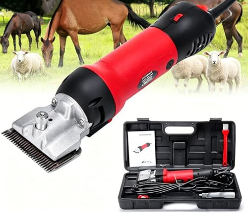 Elektriska hästklippare, djurhårklippare med 6 justerbara hastigheter, lågvibrationssaxar Boskapstrimmer för hästar, får och skötsel Red