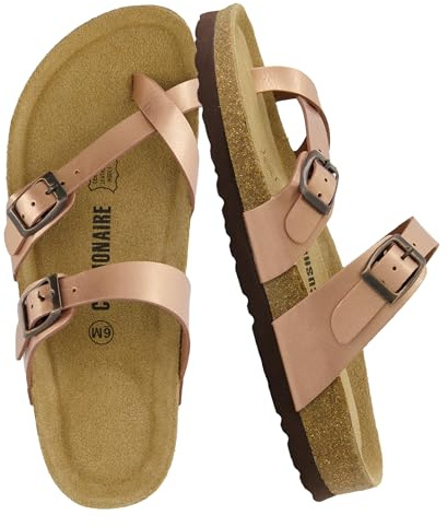 CUSHIONAIRE Women's, Luna Low Heel Slide Sandals Gold 5 UK M