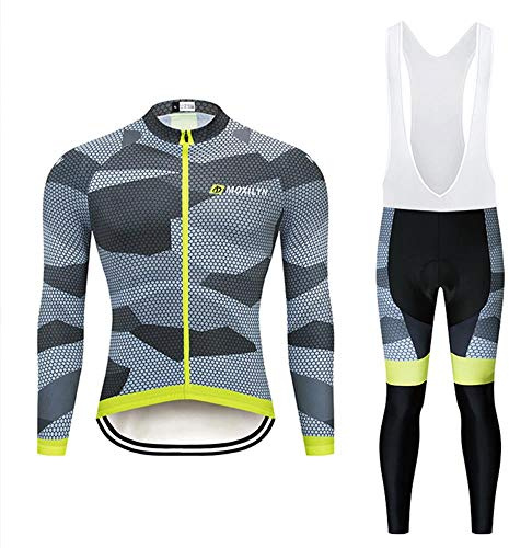 MOXILYN Men's Quick-Dry Cycling Jersey Set Road Bike Bicycle Shirt + Bib Pants with 9D Gel Padded MTB Riding Clothing kit