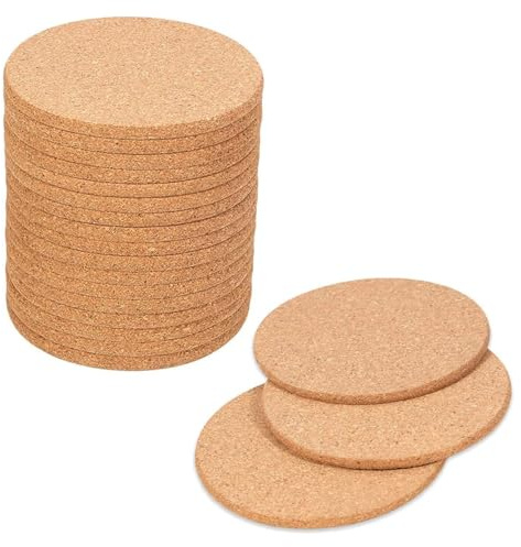 LATRAT 20 stycken underlägg kork rund retro underlägg set, Ø 10 cm glasunderlägg öllock blomkruka underlägg