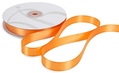 Nastro Doppio Raso 15mm X 50 Metri per Artigianato, Natale, Decorazioni, Adatto Per confezionare Regali, Feste di Compleanno, Matrimoni, Bomboniere (Arancio)