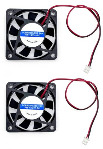 JZK Mini ventilador de refrigeración silenciosa con cables, 6015 x 60 x 15 mm, 2 pines, CC 12 V, 6015, 60 mm, pequeño, sin escobillas, 6 cm, 12 V, ventilador para impresora 3D con cable, disipador de