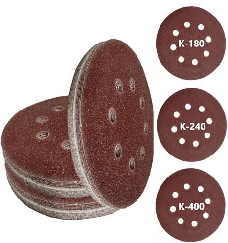 Q-tools® Schleifpapier 125mm Klett | 30 Stück | Körnung 180/240 / 400 | Schleifscheiben für Exzenterschleifer | Profi-Schleifpads mit Klett für Holz, Metall & Kunststoff | Exzenter Schleifpapier Set