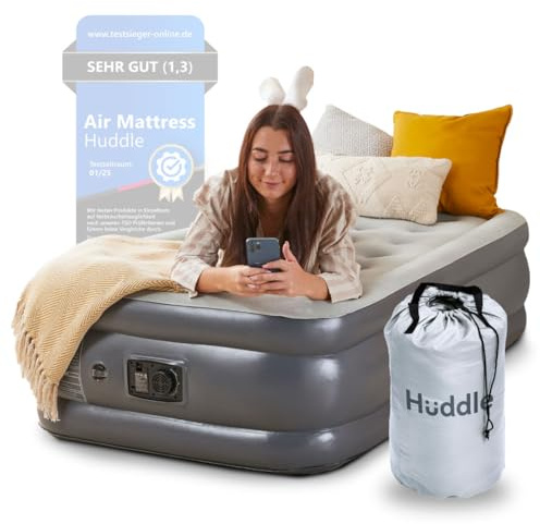 Huddle Lite – Cama Inflable con Bomba Integrada - Colchón Inflable cómodo con Superficie Acolchada y Altura elevada Camping, Invitados o Habitaciones Extra (Individual/Doble/King)