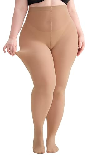 Hiltzo Collant Donna Taglie Forti 80D Calze Coprenti Elastiche per Taglie Trasparenza Media con 10 Colori Per Ufficio, Casual e Occasioni Speciali colore scuro 3XL