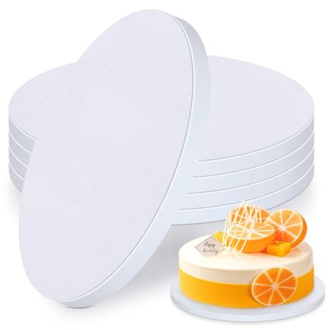 (5 Pezzi) Sottotorta Tondo 25 cm x 12 mm di Spessore, Vassoio Torta Rotondo Bianco in Cartone, Sotto Torta Rotondo Riutilizzabile ,Cake Board per il Trasporto di Torte e Dessert da 8-10 Pollici.