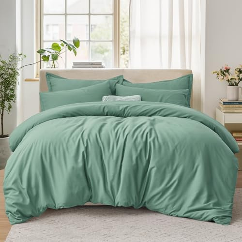 Tifschlaf Set di biancheria da letto per letto matrimoniale, in microfibra spazzolata ultra morbida, con chiusura lampo, colore: verde salvia (200 x 200 cm)