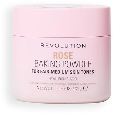 Revolution Loose Baking Powder – Cipria fissante in polvere libera, finish luminoso, assorbe lucidità e sebo in eccesso, vegana e cruelty-free, 30 g, Rose