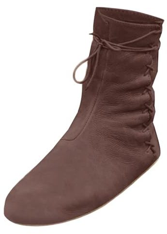 Fancy casual skor - vintage platta klackar stövlar enfärgad medeltida stövel herr dam tjocka lätta läderstövlar varma och bekväma skor plusstorlek