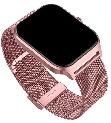 CASCHO Reloj Inteligente Mujer,1.85 HD Smartwatch con Llamadas,120+ Modos Deportes, Monitor Cardiaco y Sueño, Resistente Agua IP68, Whatsapp Llamadas Bluetooth, Regalo Mujer, Android/iOS, Oro Rosa 1