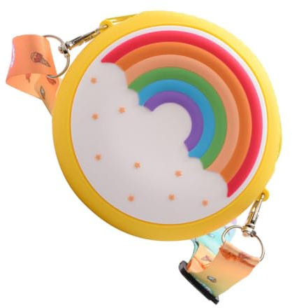 CATIEBYE Bolso Bandolera Infantil de Silicona para Niñas, Minibolso Cruzado Amarillo Forma de Arcoíris, Monedero Pequeño y Ligero Adecuado para Uso Diario y Fiestas