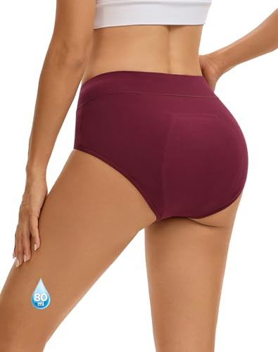 INNERSY Period Pants for Women Heavy Flow High Waist Menstrual Underwear | 100ML Absorbency Washable Panties, Leakproof Reusable Full Briefs, Tag-free Cotton Knickers for Postpartum and Incontinence