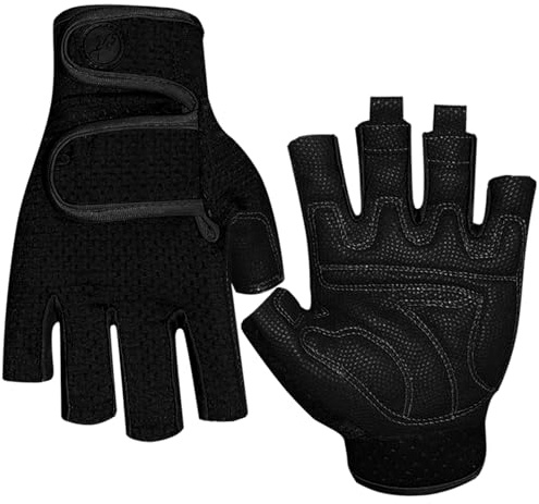 Yinhing Segelhandskar 3/4 Kortfinger Andas Mesh SBR Vadderade Handflator för Cykling Kajakpaddling Fiske Workout Handledsremmar för Män och Kvinnor