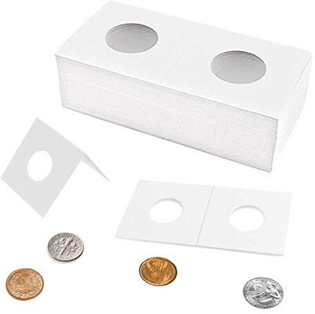 Uncle Paul 50 Pezzi Custodie per Monete 25mm – Finestre in PE 25mm, Cartone Acido Libero 2x2 Pollici per Monete Fino a 24mm CS07250