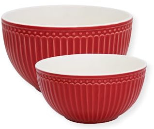 GreenGate - Servierschale, Schale - Alice - Steingut - rot - 11,5 x 20,5 cm / 8,5 x 17,5 cm - 2 er Set